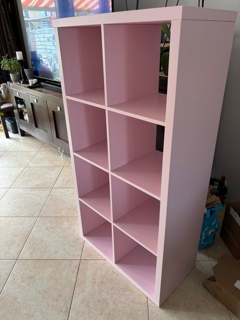 Roze vakkenkast Kallax- Ideaal voor opbergen en decoratie, Ophalen, Met plank(en), Gebruikt, 100 tot 150 cm