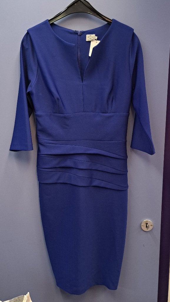 Diva Catwalk kobalt blauwe koker jurk met ribbels mt S 48466, Kleding | Dames, Blauw, ., Ophalen of Verzenden, Knielengte