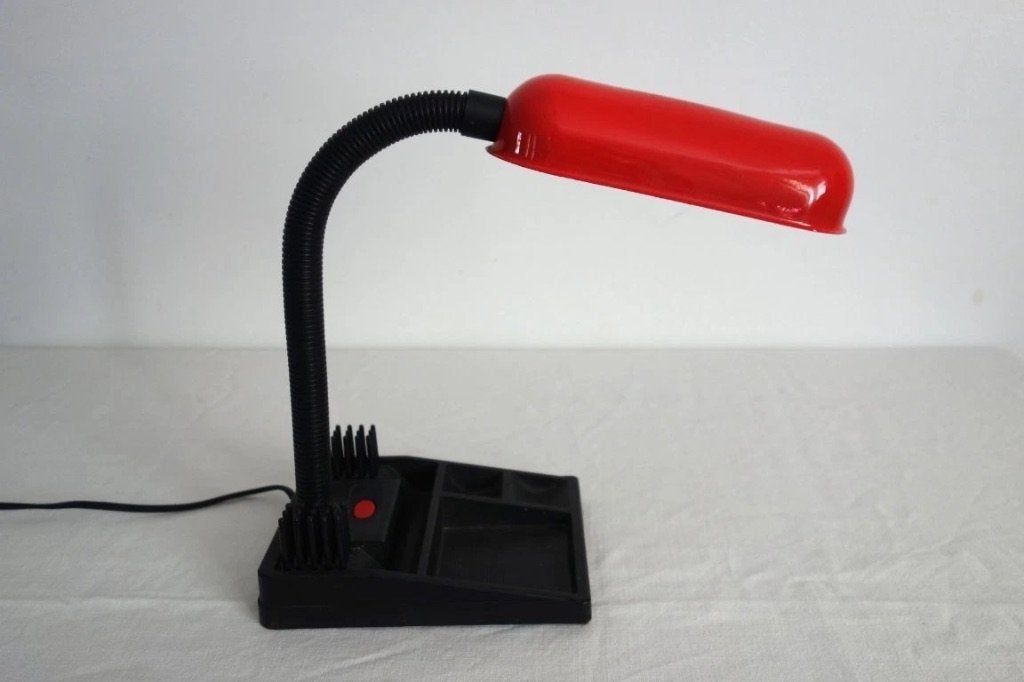 Vintage rode bureaulamp met flexibele arm, Ophalen of Verzenden, Huis en Inrichting