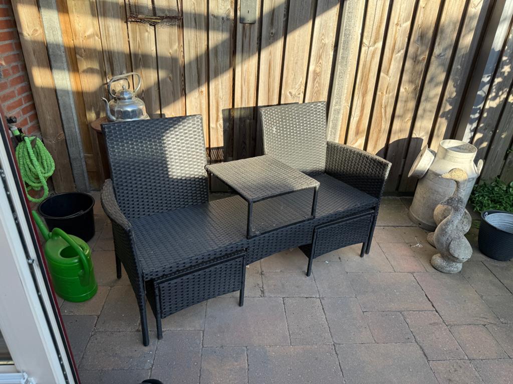 Mooie tuinset, Tuin en Terras, Kunststof, Bank, Zo goed als nieuw, Tuinset