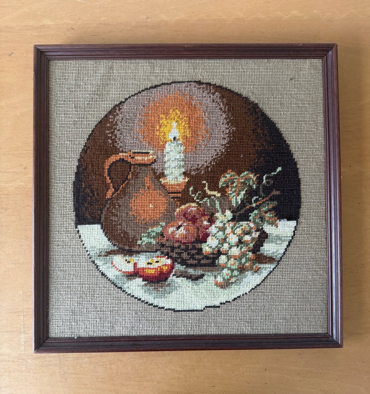 Hand geborduurd schilderij, Huis en Inrichting, Woonaccessoires | Schilderijen, Tekeningen en Foto's, Minder dan 50 cm, Gebruikt