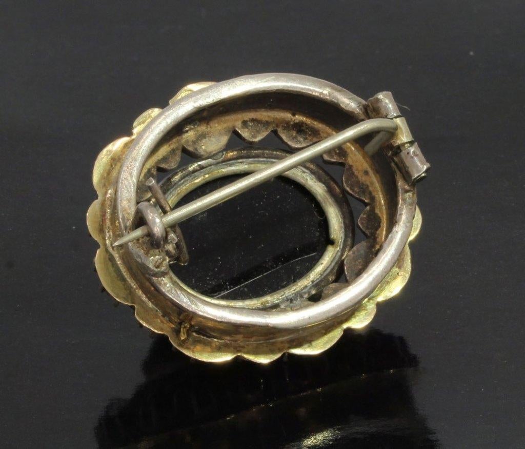 Diamanten onyx antieke 14k gouden robuuste broche dames, Verzenden, Goud, Broche, Met edelsteen