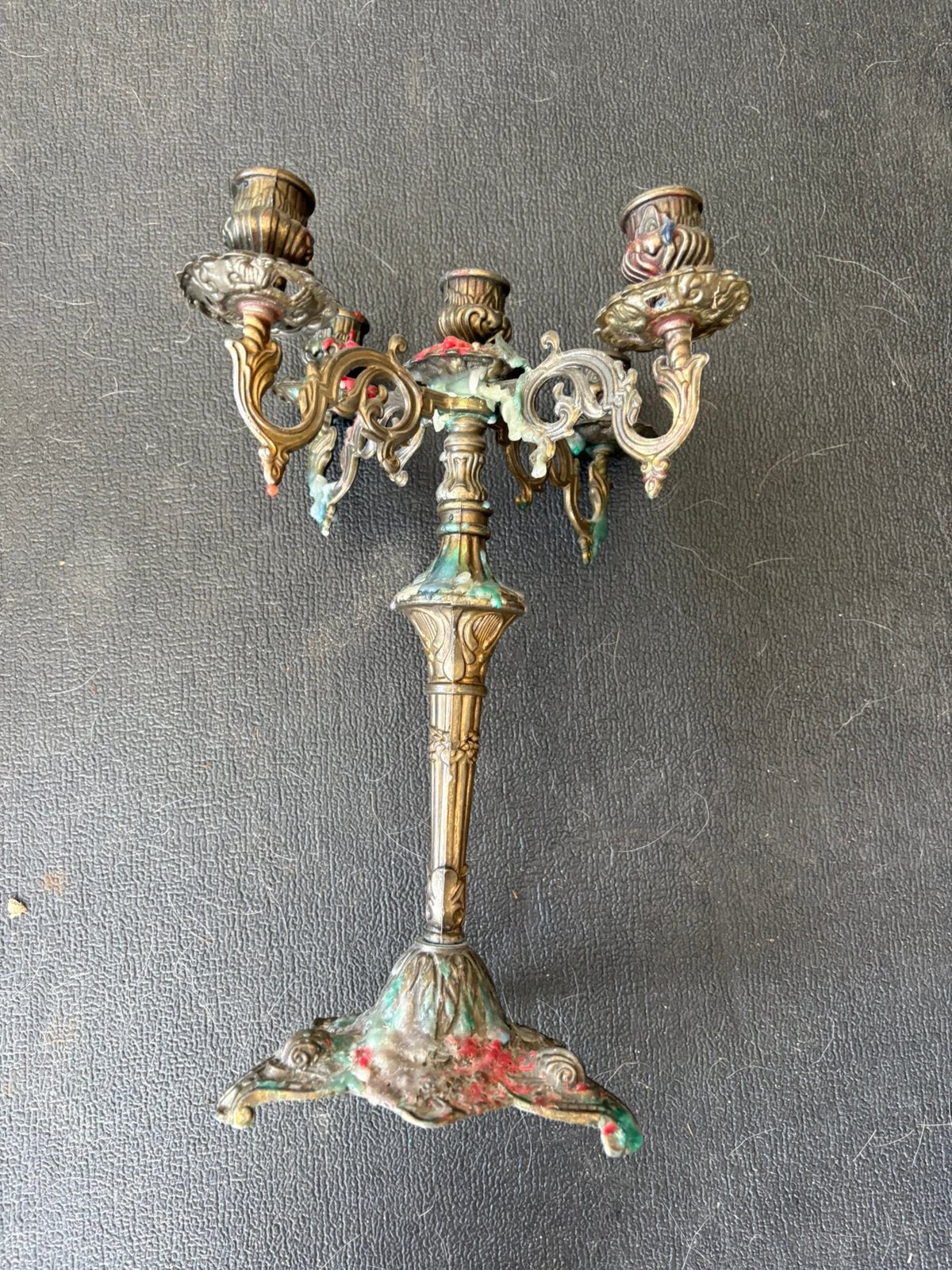 Oude Franse stijl 5-lichts kandelaar – Rococo/Louis XV –, Antiek en Kunst, Antiek | Kandelaars, Verzenden, Koper of Brons