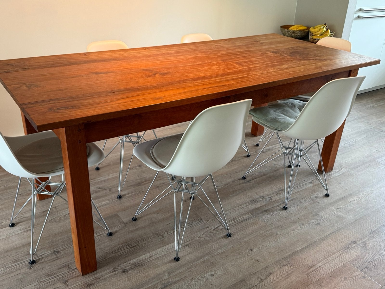 Teakhouten eettafel 200 x 90 cm teak tafel, Ophalen, Gebruikt, 50 tot 100 cm, 150 tot 200 cm