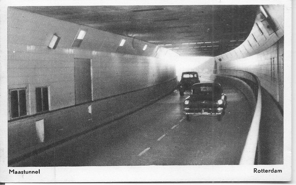 Oude Ansichtkaart Maastunnel Rotterdam 1955, Verzamelen, Ophalen of Verzenden, 1940 tot 1960, Gelopen, Zuid-Holland