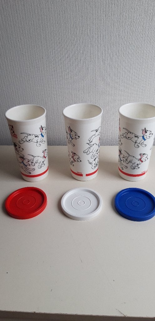 3 tupperware bekers met deksel van Dalmatians, Ophalen of Verzenden, Gebruikt, Overige typen