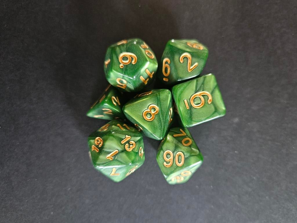 D&D Dobbelstenen Mos Groen d100, d20, d12, d10, d8, d6, d4, Ophalen of Verzenden, Nieuw