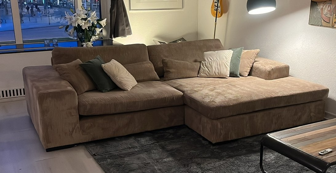 Hulk loungebank | grote hoekbank | Corduroy | ribstof|xl xxl, Ophalen, Zo goed als nieuw, Stof