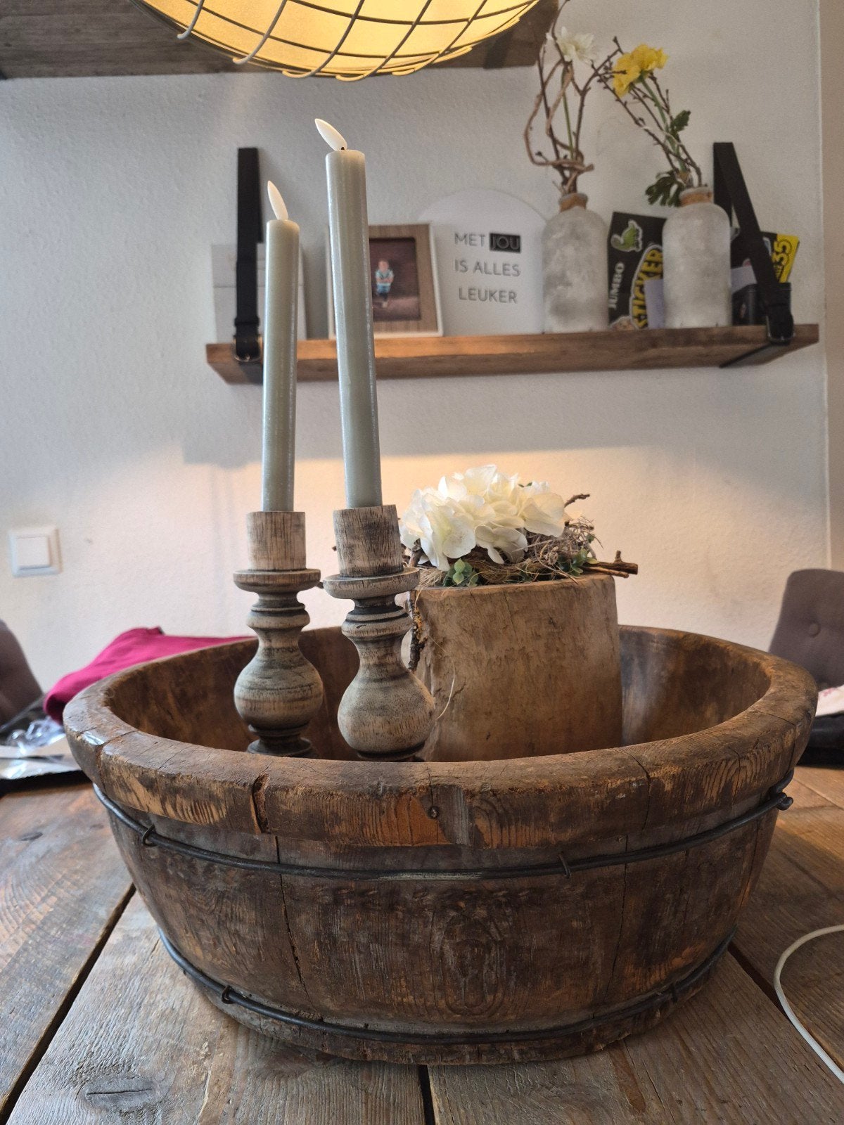 woondecoratie set, Ophalen, Zo goed als nieuw, Rond, Hout