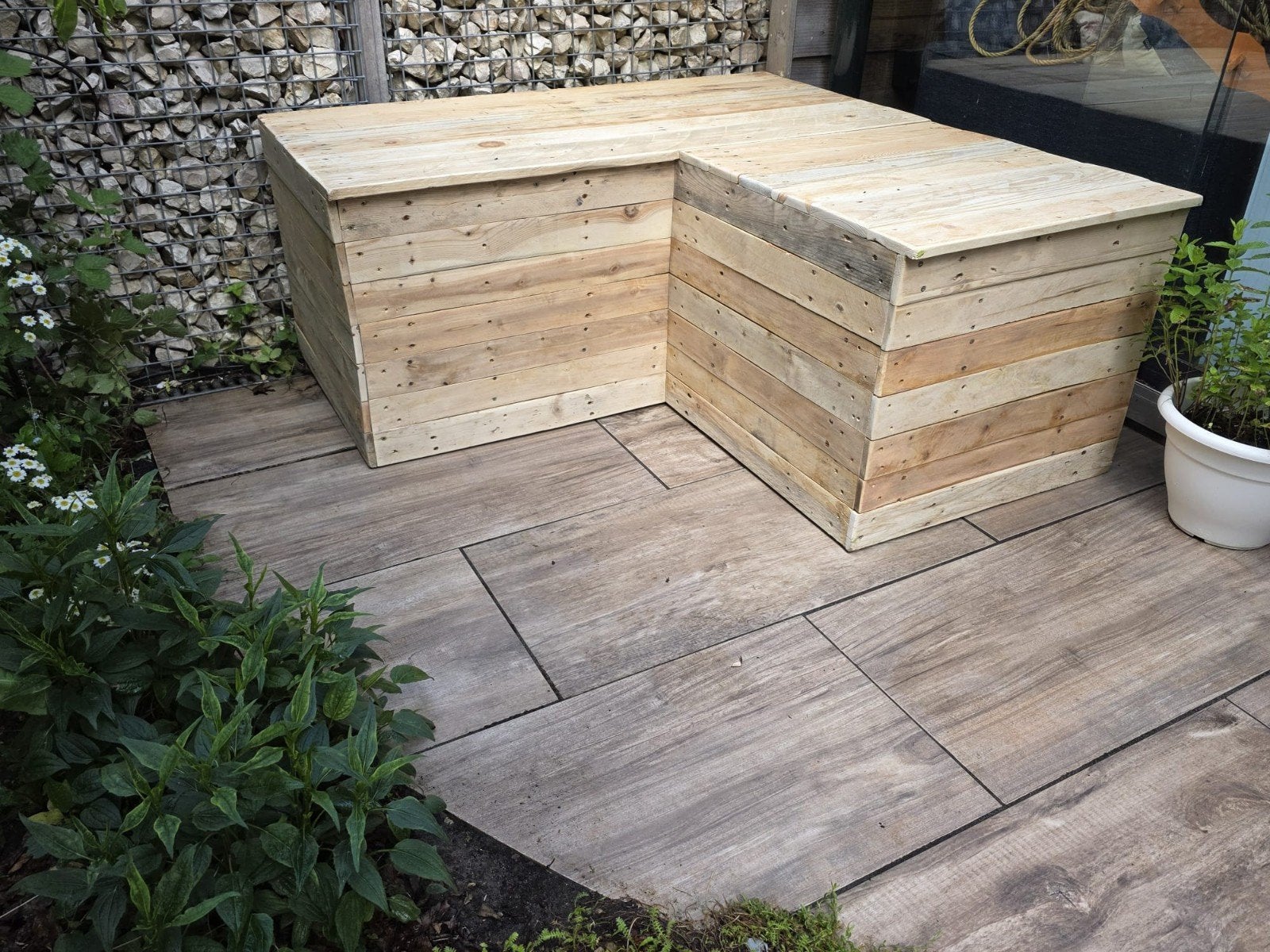 Houten Tuinbank - hoekbank - nieuw, Ophalen of Verzenden, Nieuw, Hout
