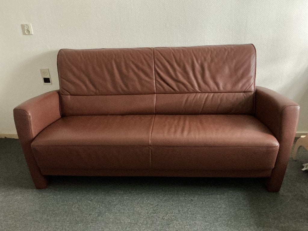 Gratis leren bankstel, Huis en Inrichting, Ophalen, Gebruikt, 150 tot 200 cm, Driepersoons