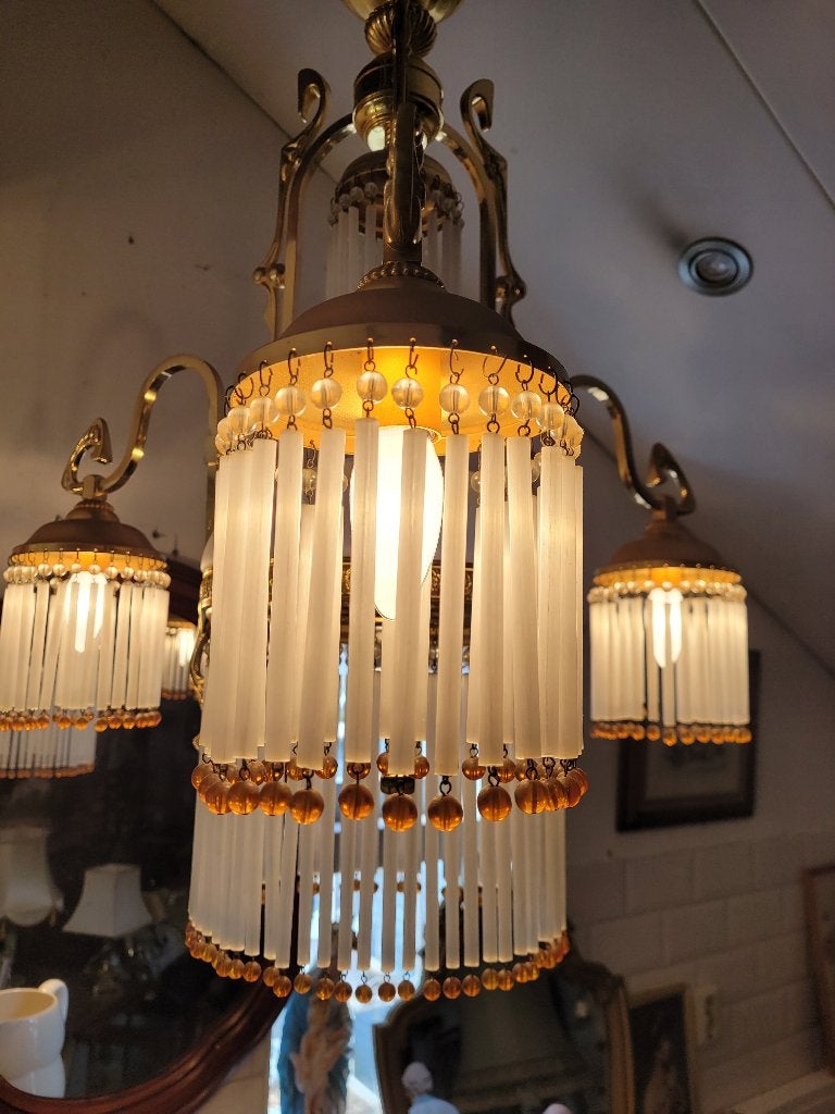 Grote zeer oude massief koperen plafondlamp, Ophalen