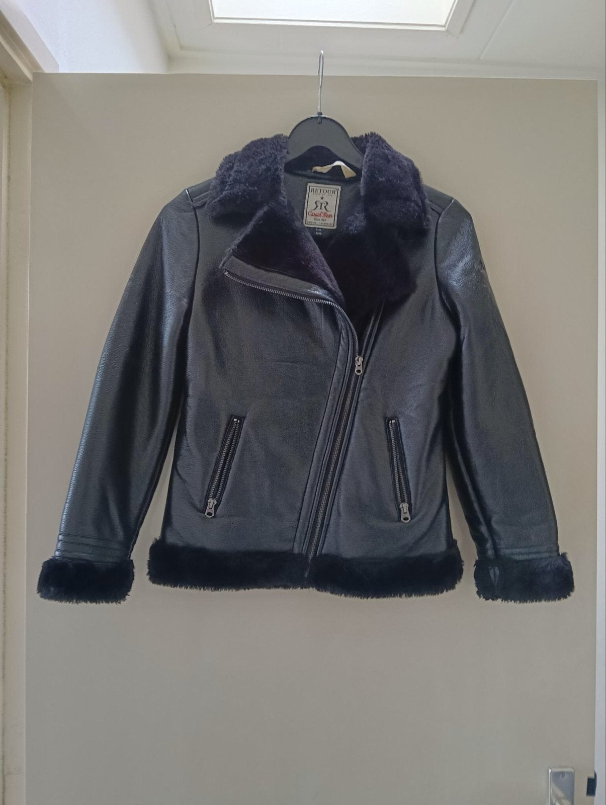 Retour bikerjack met teddy voering maat 11/12 (146/152), Ophalen of Verzenden, Nieuw, Maat 34 (XS) of kleiner, Zwart