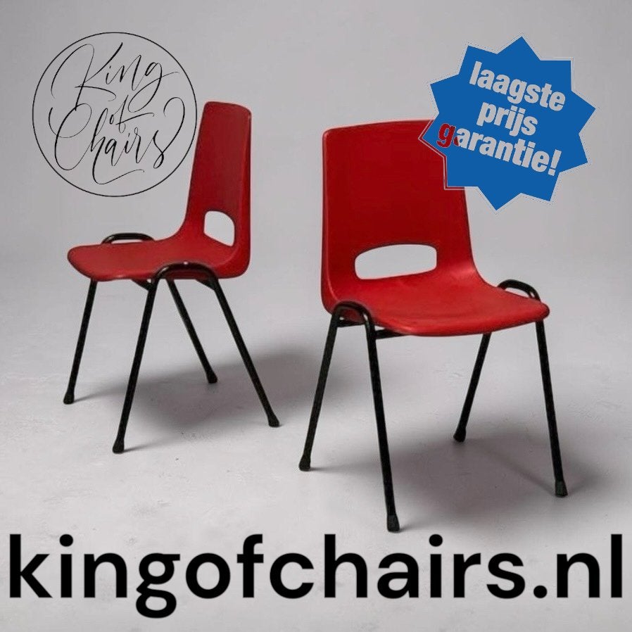Kantinestoelen Samantha rood stapelstoelen kuipstoelen nieuw, Kunststof, Everardo, Nieuw, Info@everardo.nl