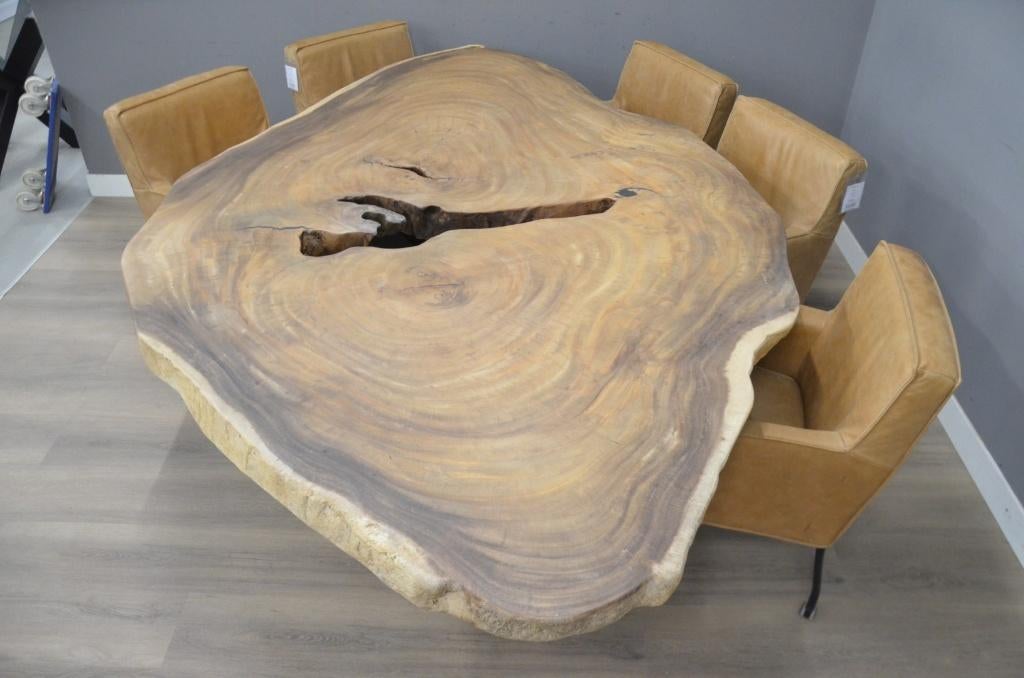 Boomstamtafel Ovaal 280 cm BT196, Huis en Inrichting, Tafels | Eettafels, Overige houtsoorten, Verzenden, 150 tot 200 cm, Vijf personen of meer