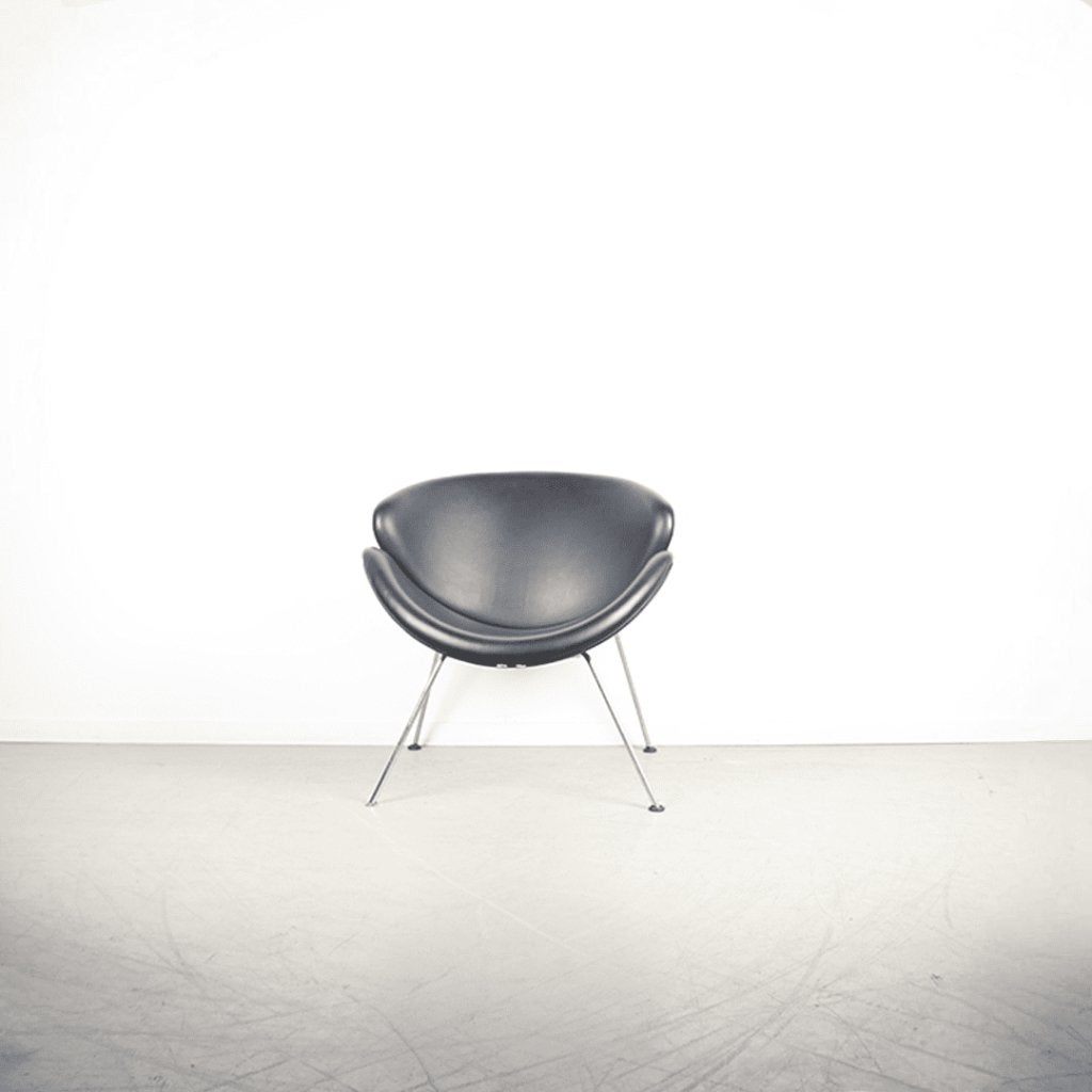 Artifort Slice Fauteuil Zwart Leer, Huis en Inrichting, Fauteuils, Niet ingevuld, Zo goed als nieuw, Niet ingevuld, Niet ingevuld