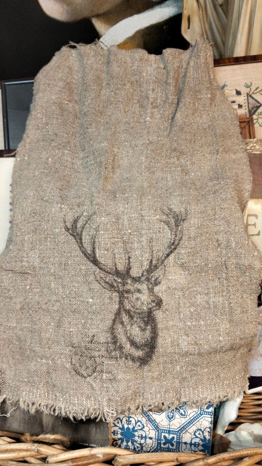 Leuke doek met rendier erop. Shabby, Ophalen of Verzenden