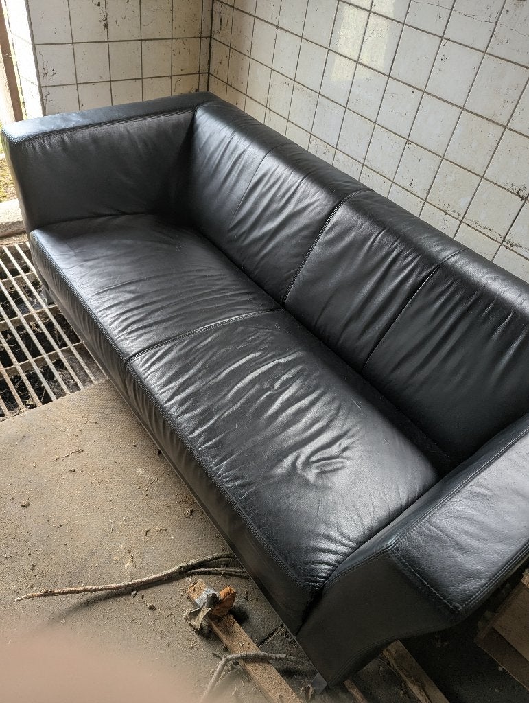 Gratis Design leren bankstel/Gelderland 4800/Henk Vos/3 zits, Huis en Inrichting, Ophalen, Gebruikt, Minder dan 75 cm, Driepersoons