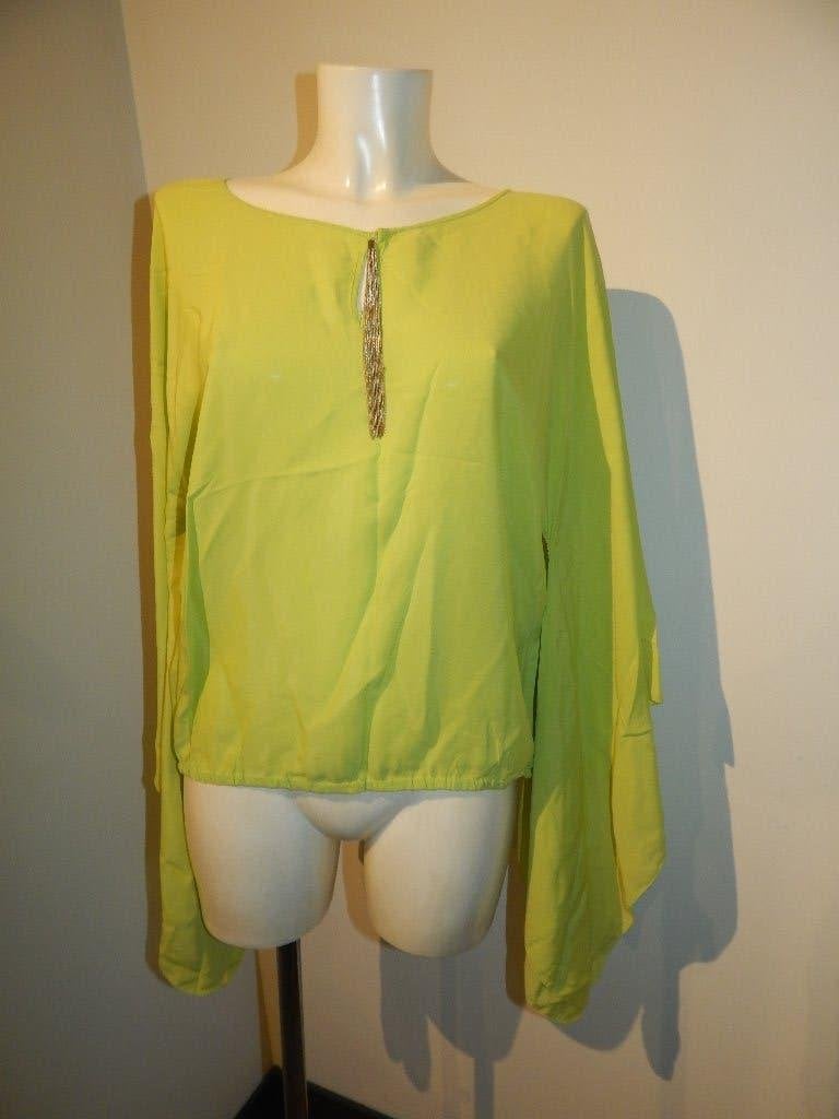 Marccain lime top wijde mouwen gouden klos hanger N4/40, Maat 38/40 (M), Overige kleuren, Verzenden, Zo goed als nieuw