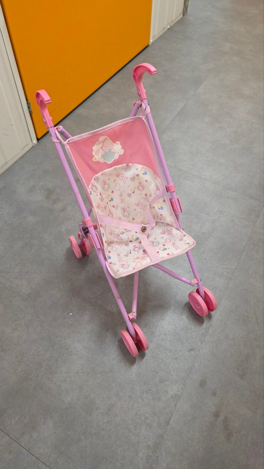 Roze poppenbuggy met konijnenprint, Ophalen of Verzenden, Gebruikt, Overige typen