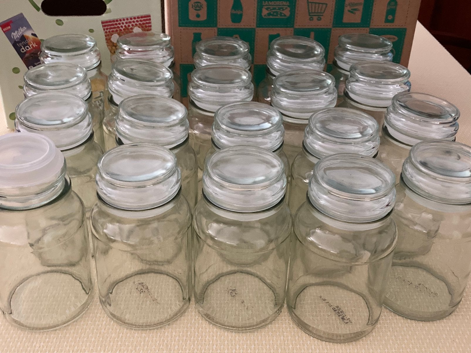 20 DE Moccona voorraad potten, Huis en Inrichting, Ophalen, Zo goed als nieuw, Glas, Pot, Bus of Blik