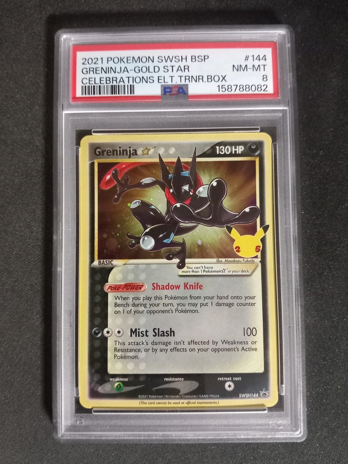 Pokemon Greninja Goldstar SWSH144 Black Star Promo PSA 8, Verzenden, Zo goed als nieuw, Losse kaart, Foil
