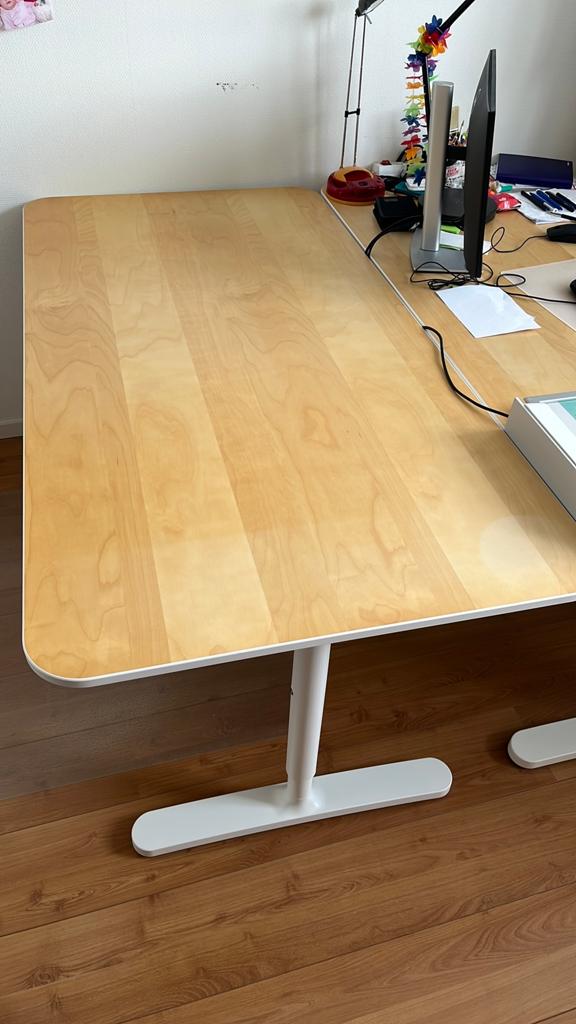 Bureau Bekant, Ophalen, 160 cm, Gebruikt, In hoogte verstelbaar