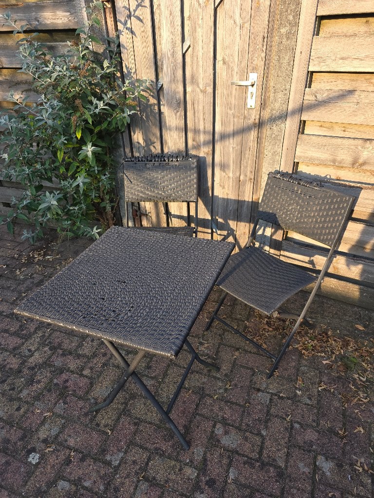 Bistro Tuinset, Tuin en Terras, Gebruikt, Bijzettafel, Wicker, Tuinset