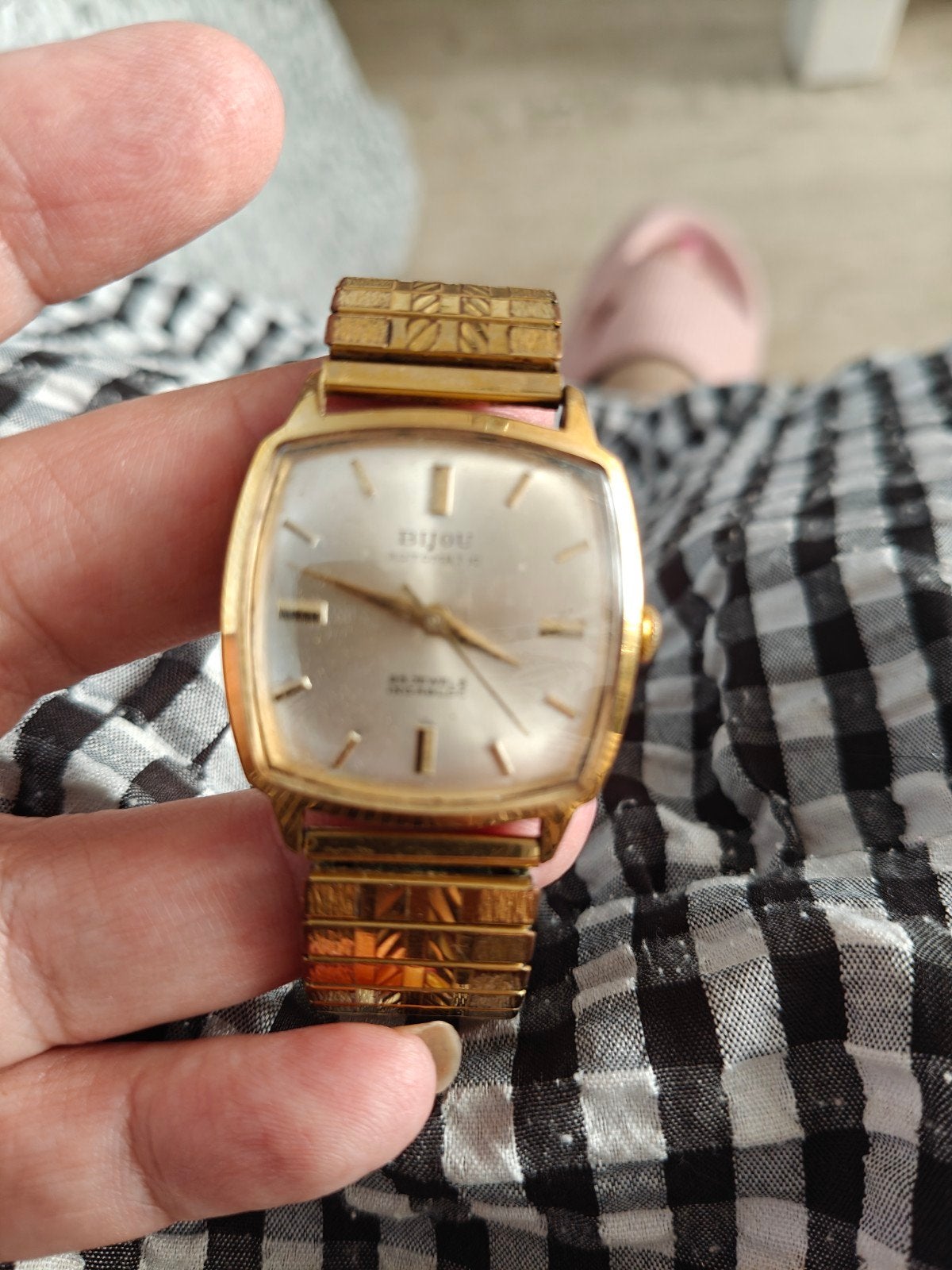 Bijou Polshorloge Verguld met Rekband - Vintage Stijl, Overige merken, Overige materialen, Polshorloge, Met bandje