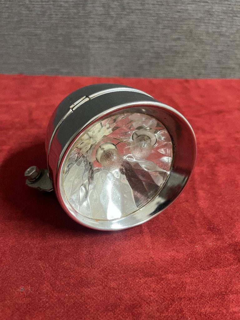 Vintage fiets koplamp , fietslamp met twee lampjes ., Ophalen of Verzenden, Gebruikt, Dynamo, Voorlicht