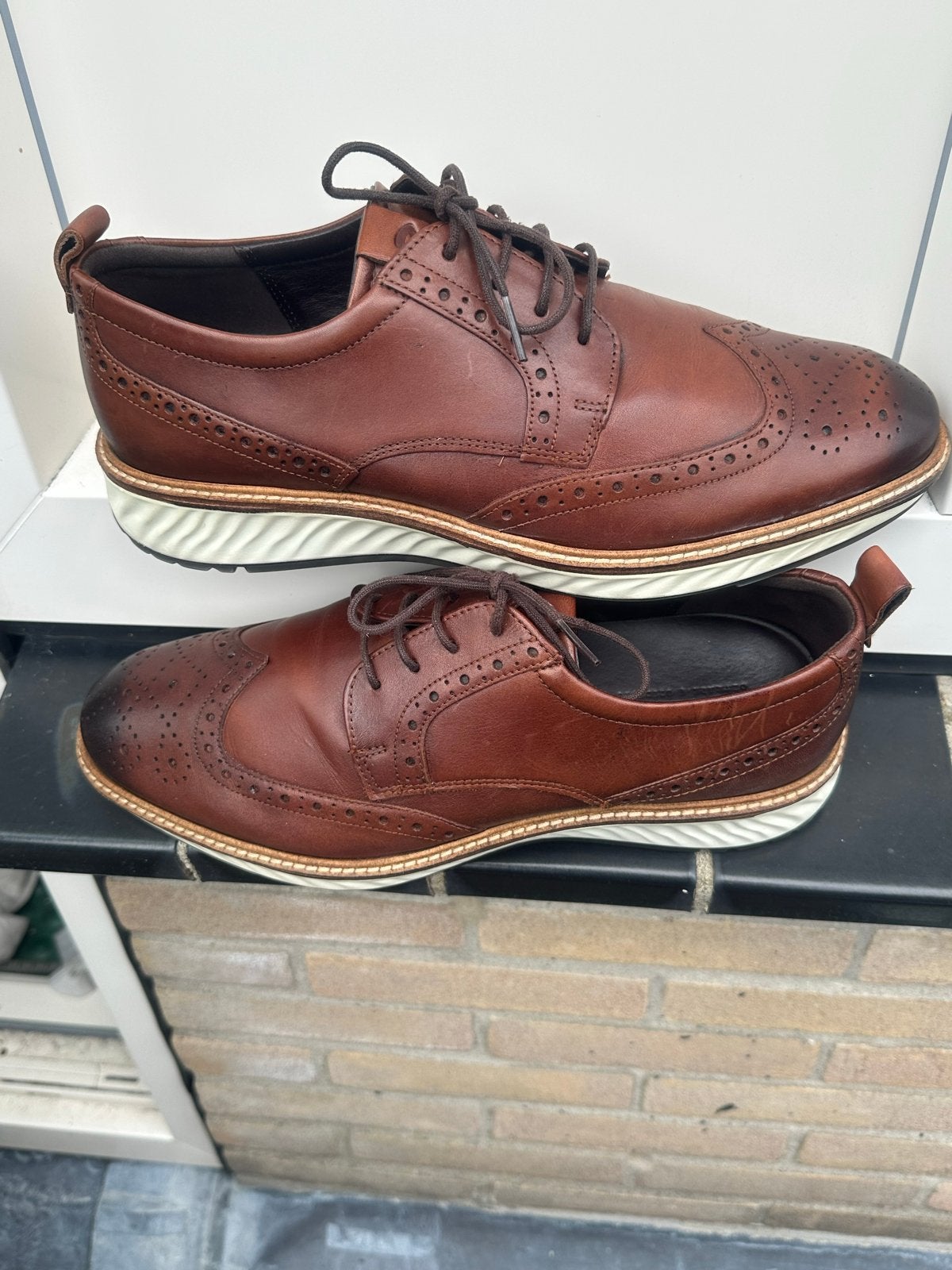 Ecco nette herenschoenen maat 45 - Bruin leer, Ophalen, Zo goed als nieuw, Bruin, Veterschoenen