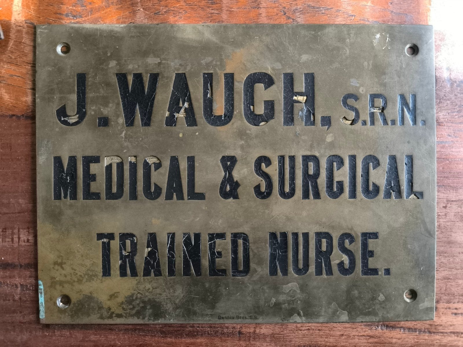 naambord brons Medisch Miss Janet Waugh, Ophalen of Verzenden