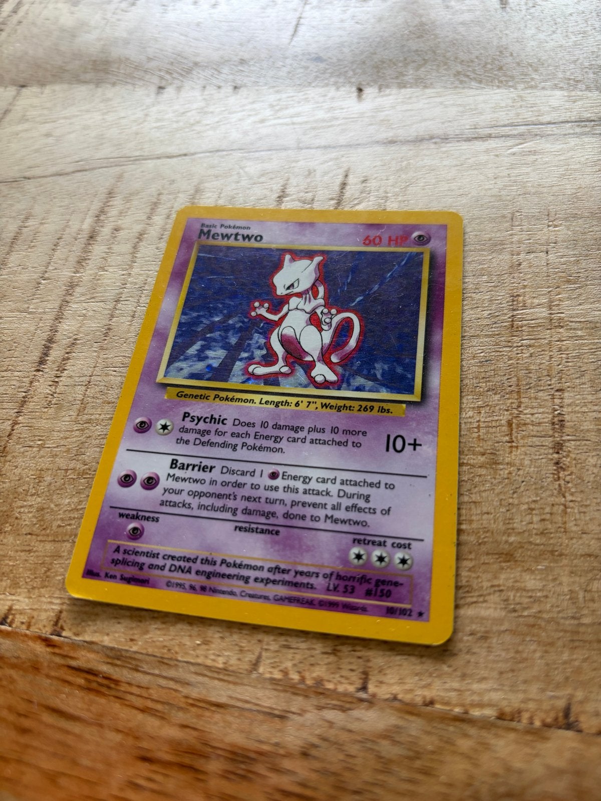 Mewtwo Pokémon kaart - Base Set 10/102, Hobby en Vrije tijd, Verzamelkaartspellen | Pokémon, Ophalen of Verzenden, Gebruikt, Losse kaart
