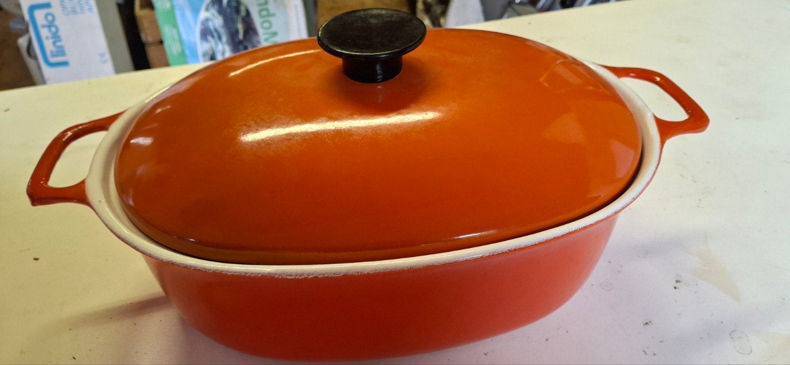 Ovale gietijzeren braadpan., Huis en Inrichting, Keuken | Potten en Pannen, Ophalen, Zo goed als nieuw, Gietijzer, Koekenpan of Braadpan