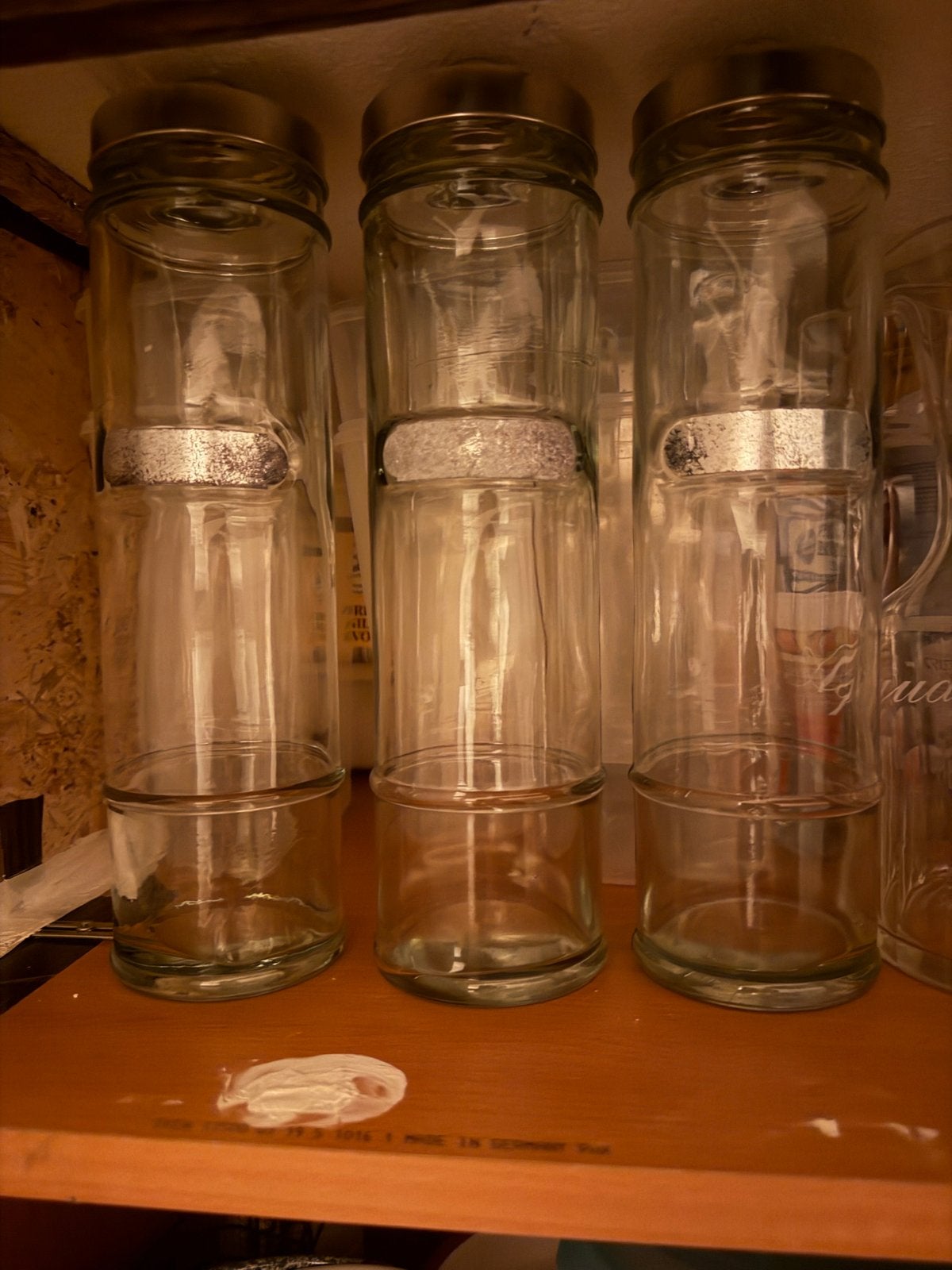 3 lange glazen voorraadpotten, Voorraadpot, Ophalen of Verzenden, Gebruikt, Glas