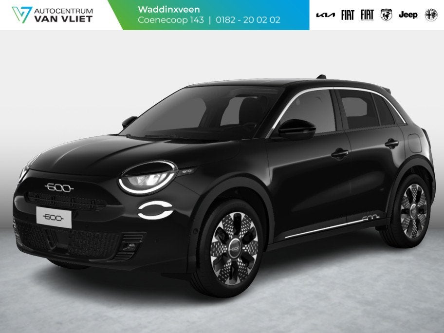 Fiat 600 1.2 Hybrid 136pk La Prima | Leder | Stoelmassage |, Auto's, Euro 6, 1199 cc, 620 kg, Zwart