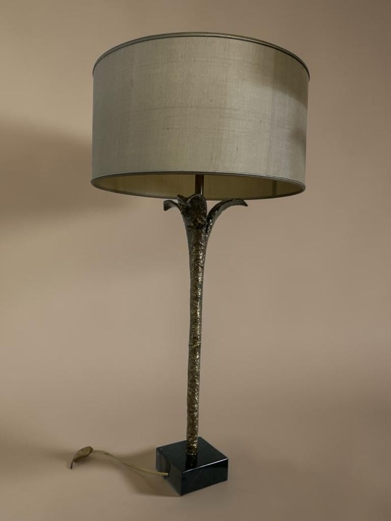 Vintage  Bronzen gesmede lamp  met Marmeren Voet - Lumiëre, Ophalen, Gebruikt, Lumiëre, Huysmans
