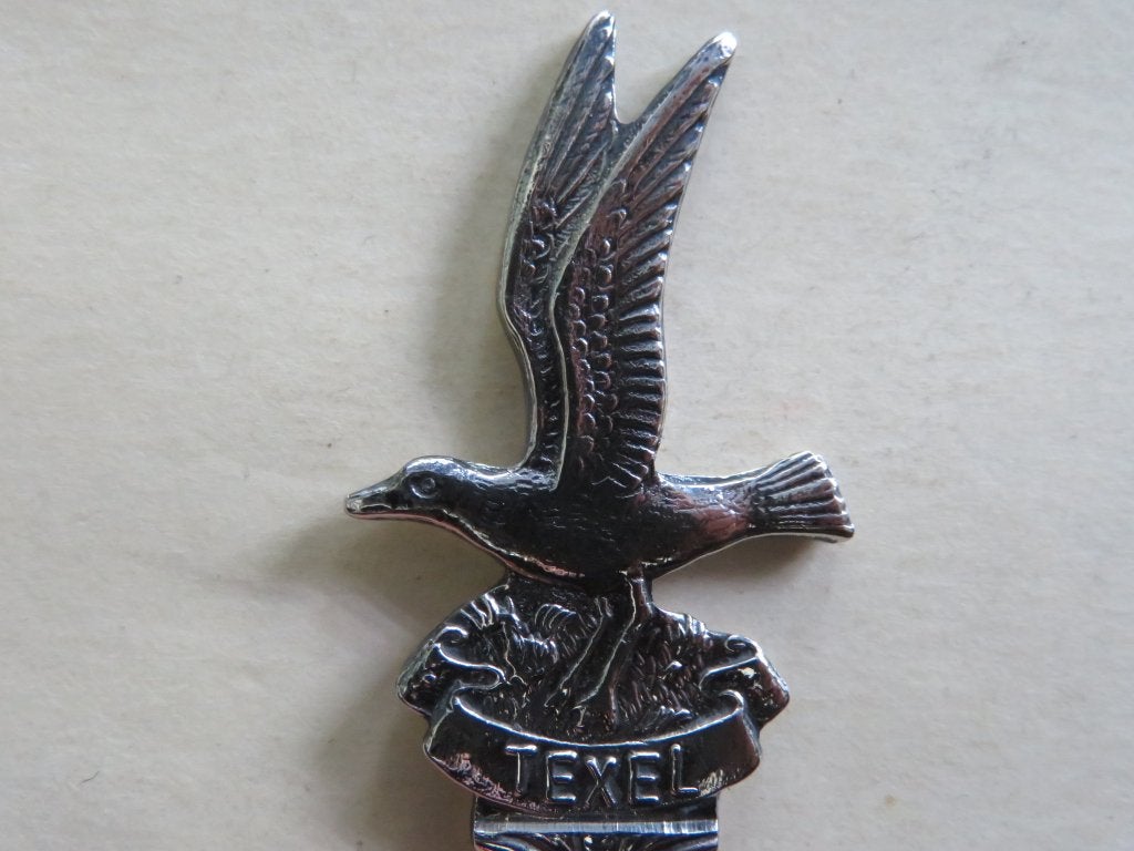Verzilverd lepeltje Texel meeuw / zeemeeuw / vogel, Verzenden