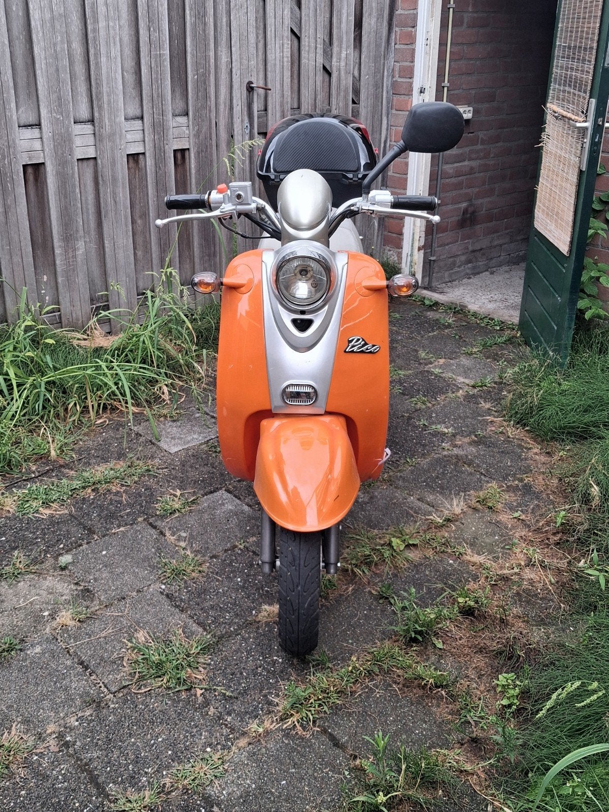 Oranje retro scooter met topkoffer - nette staat, Ophalen of Verzenden, Gebruikt, Benzine, Overige merken