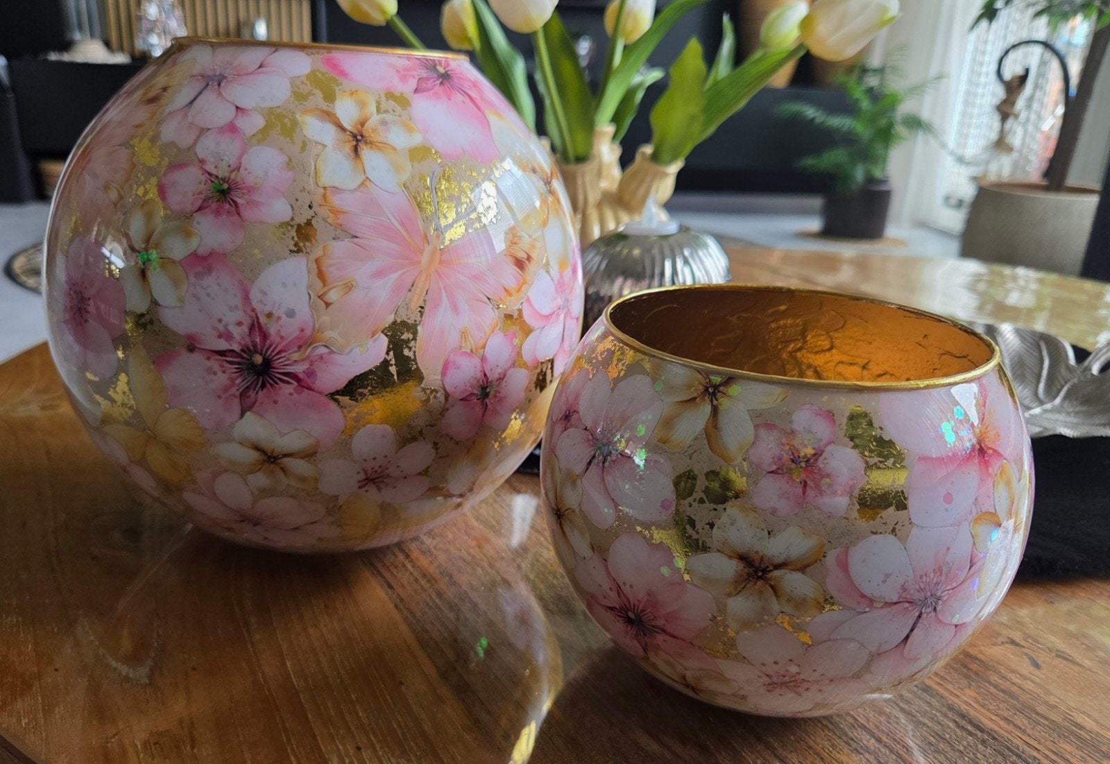 set mooie bolvazen, Huis en Inrichting, Ophalen of Verzenden, Handgemaakt, Goud