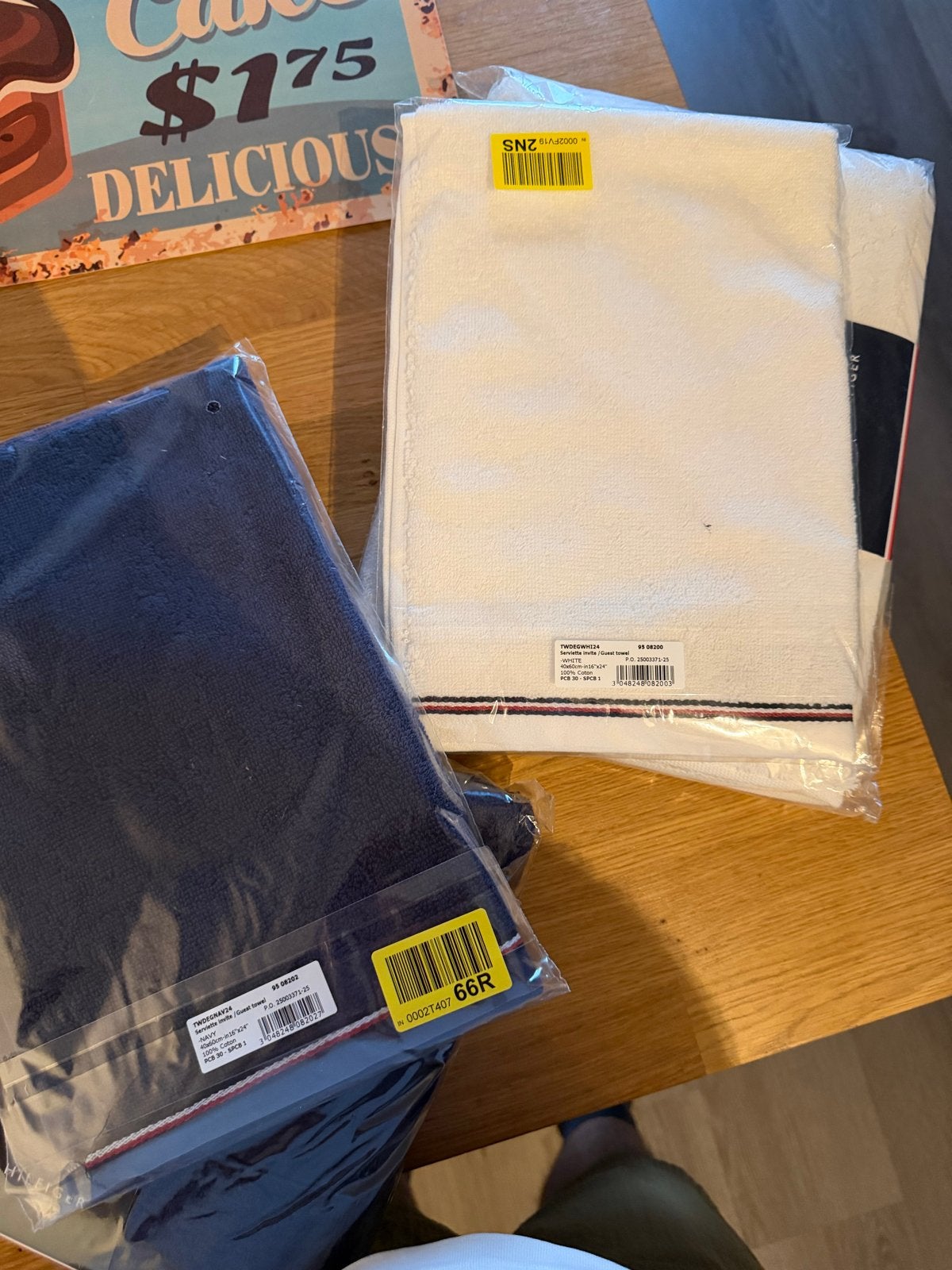 Tommy Hilfiger handdoekenset wit en blauw (2x klein, 2x groo, Ophalen, Handdoek, Nieuw, Wit