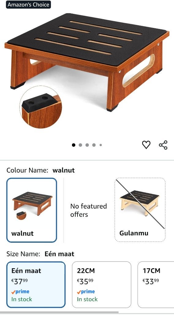Houten Opstapje / Voetenbankje Antislip – Walnoot, Ophalen, Zo goed als nieuw, Hout