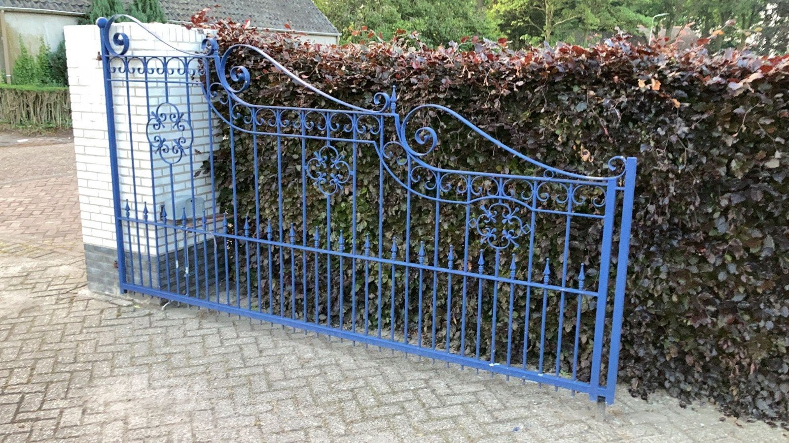 dubbele ijzeren poort, Tuin en Terras, Ophalen, Gebruikt, IJzer, Sierhekwerk
