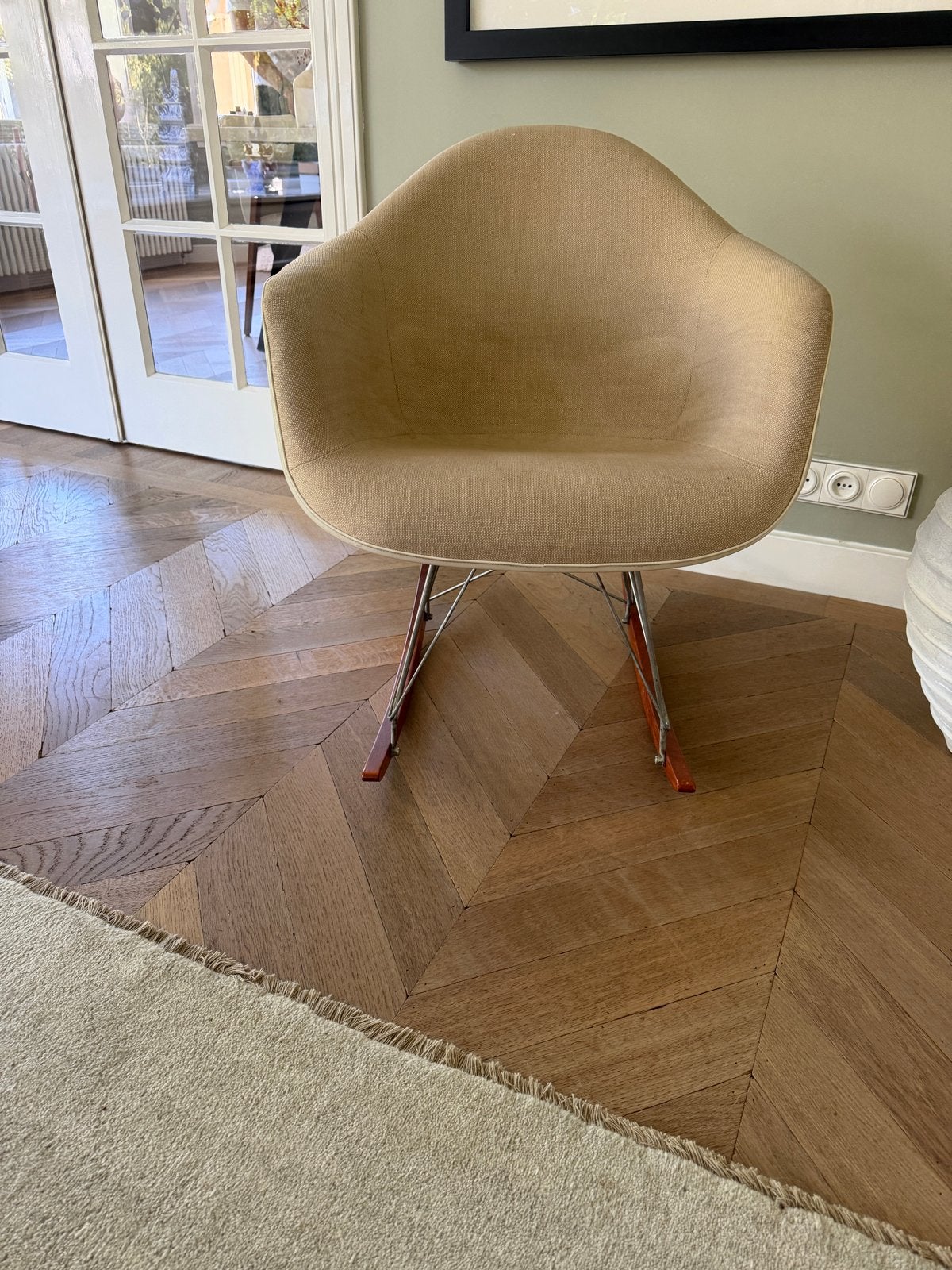 Herman Miller Eames RAR Schommelstoel - Beige Stof, Ophalen, Gebruikt, Mid century, Overige kleuren