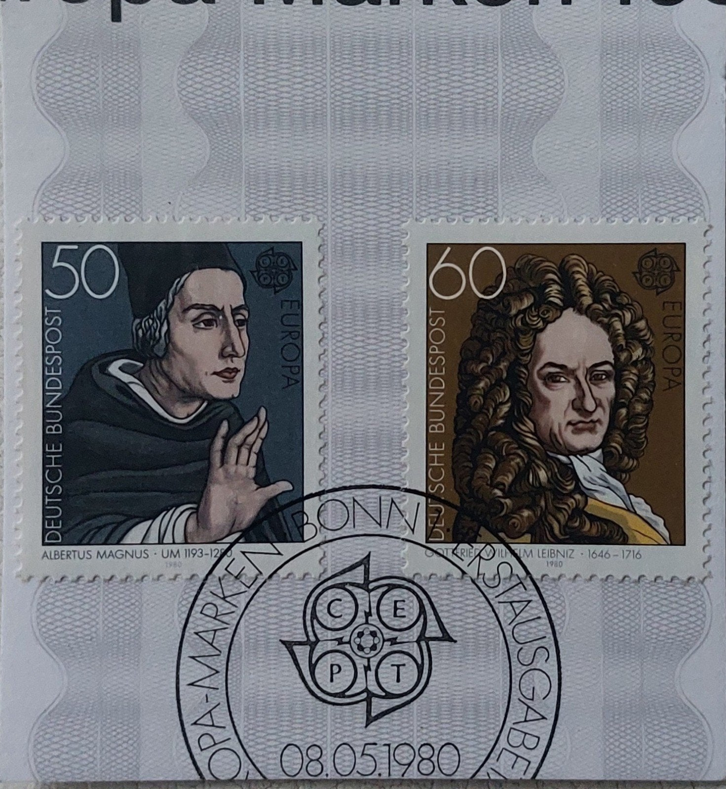 Duitse postzegels Europa 1980 - Albertus Magnus & Leibniz, Postzegels en Munten, Ophalen of Verzenden