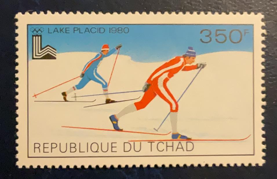 Tsjaad - Olympische Winterspelen 1980 - langlaufen, Postzegels en Munten, Postzegels | Afrika, Ophalen of Verzenden, Overige landen