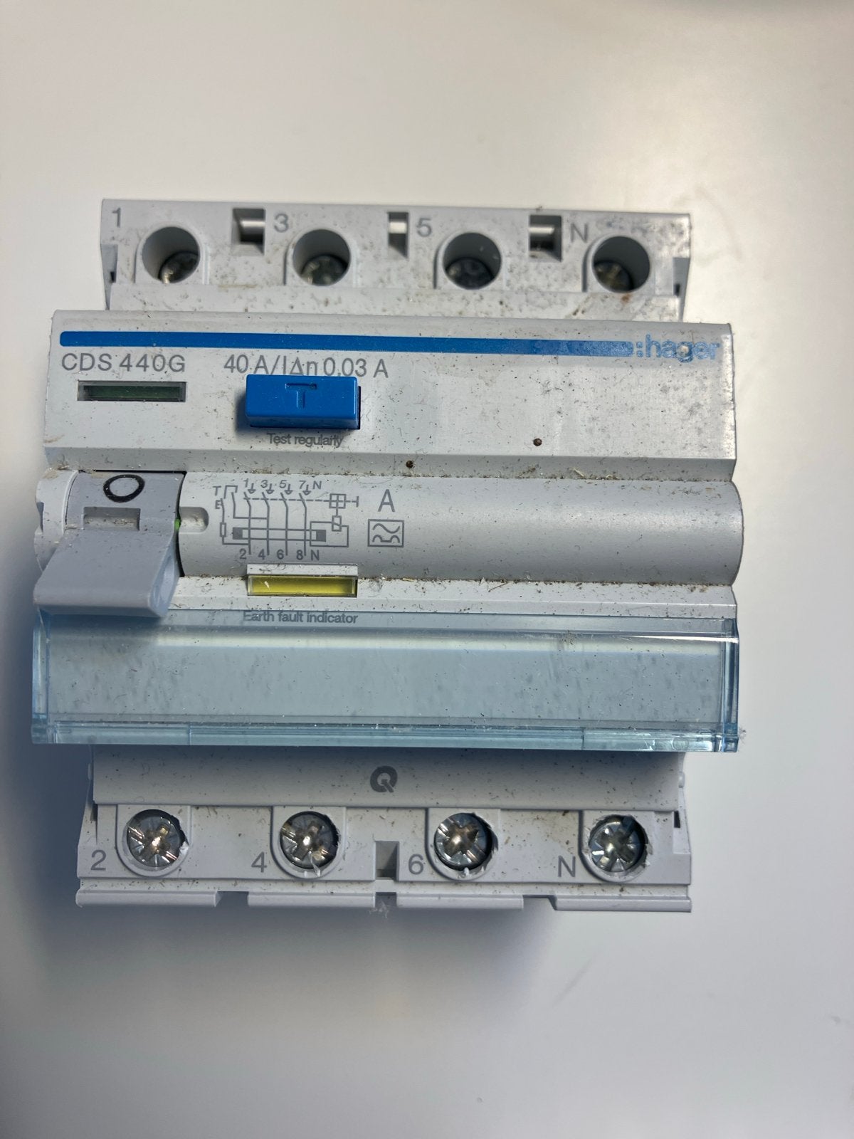 Hager CDS440G Aardlekschakelaar 40A 0.03A, Ophalen of Verzenden, Gebruikt, Hager, Aardlekschakelaar