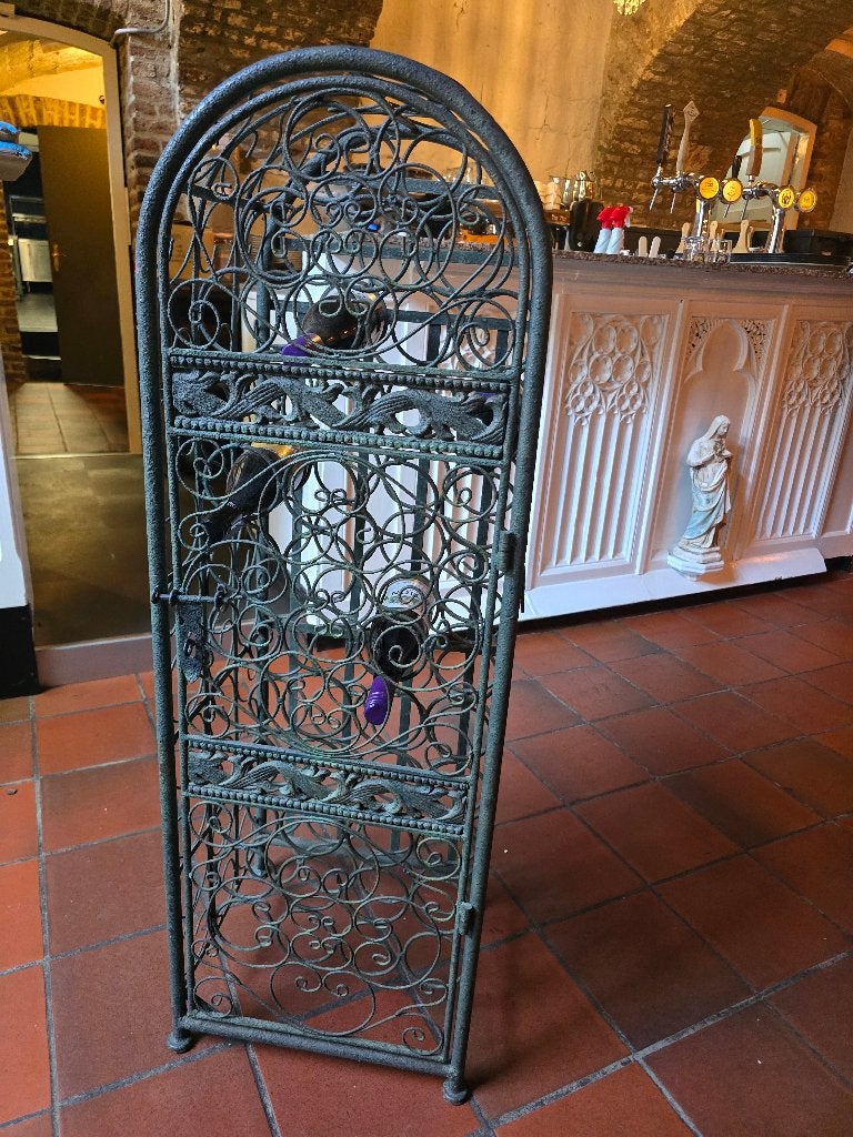 Brocante Smeedijzeren Wijnrek met deur, Ophalen, Gebruikt, 25 flessen of meer, 75 – 100