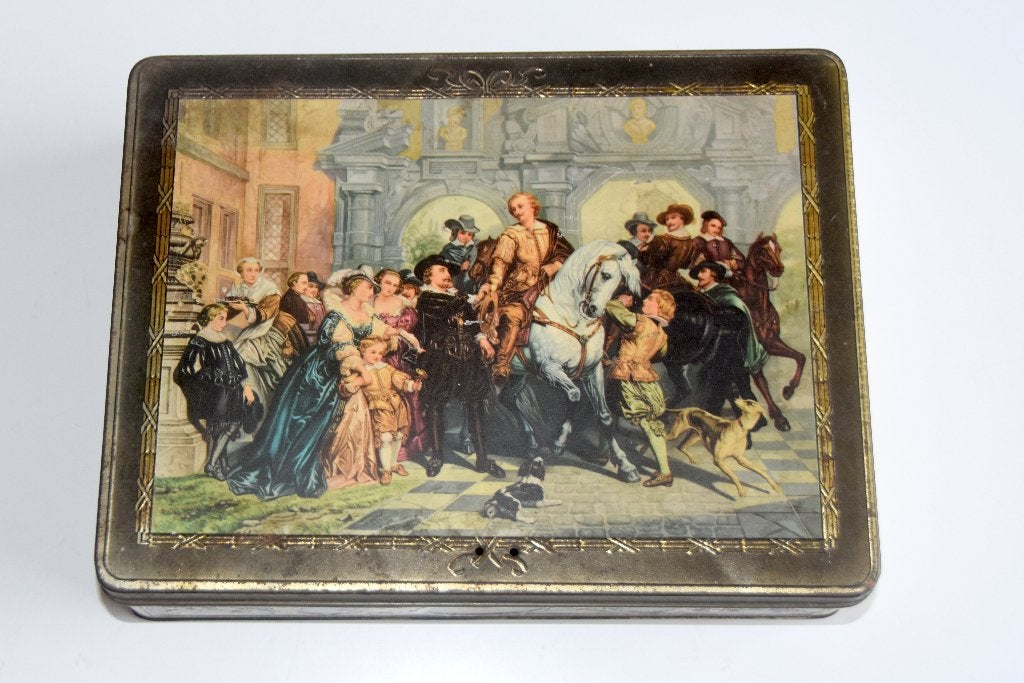 Antiek D.B.F. blik met historische scène Van Dyck Rubens, Verzamelen, Verzenden, Gebruikt, Overige