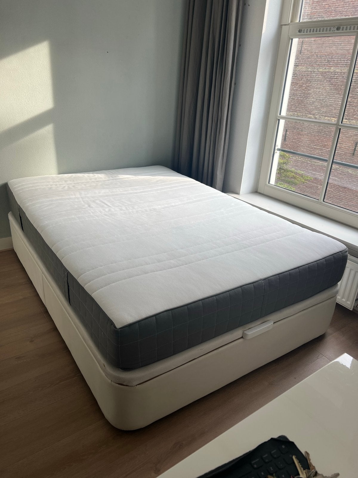 IKEA bed 140x200 met opbergruimte + matras, Huis en Inrichting, Ophalen, Overige materialen, Wit, Tweepersoons